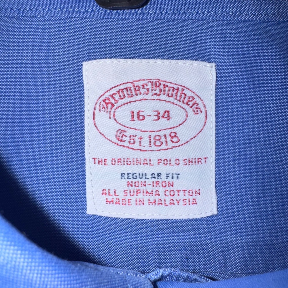 Brooks Brothers Original Shirt Mens Regular Fit Non-Iron Blue 16-34 EXCELLENT - Picture 3 of 6